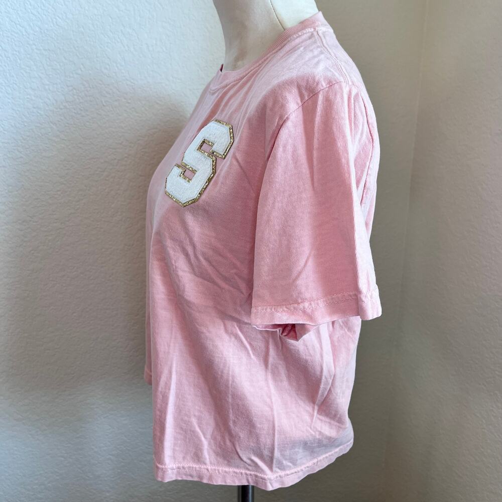 Comfort Colors Chenille Letter S blush pink cotton Tshirt Womens small NEW - Picture 5 of 6
